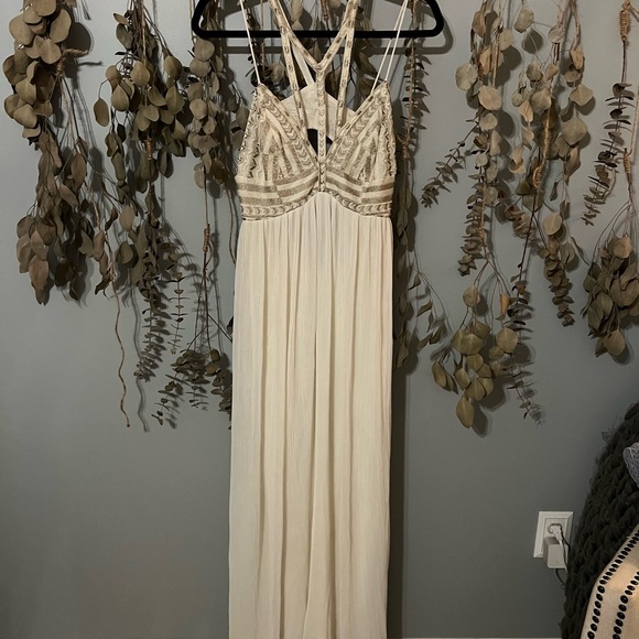 Free People Dresses & Skirts - Free People Cream Maxi Dress with Embellished Bodice